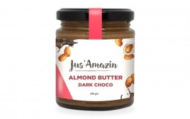 Jus' Amazin Almond Butter Dark Choco   Glass Jar  200 grams